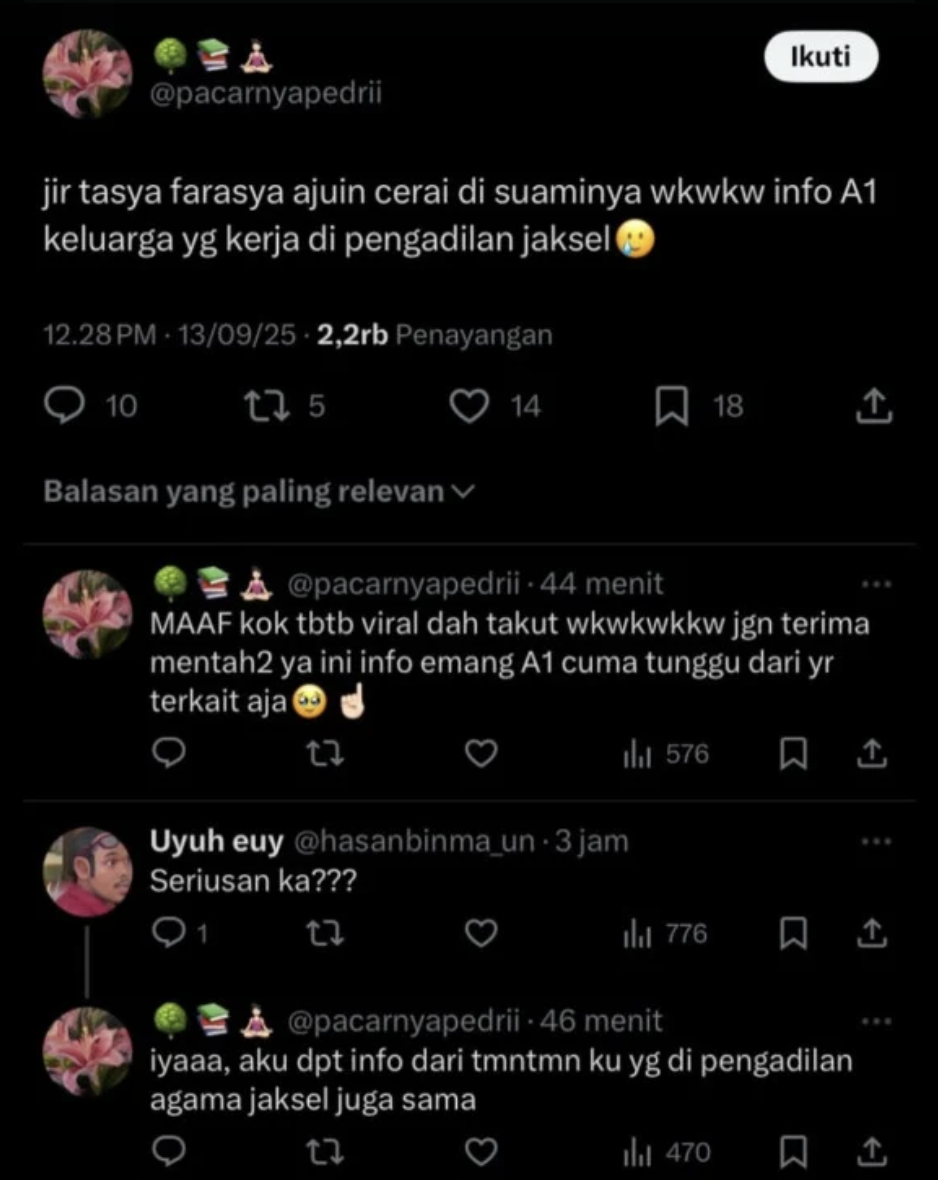 Gosip Tasya Farasya Cerai